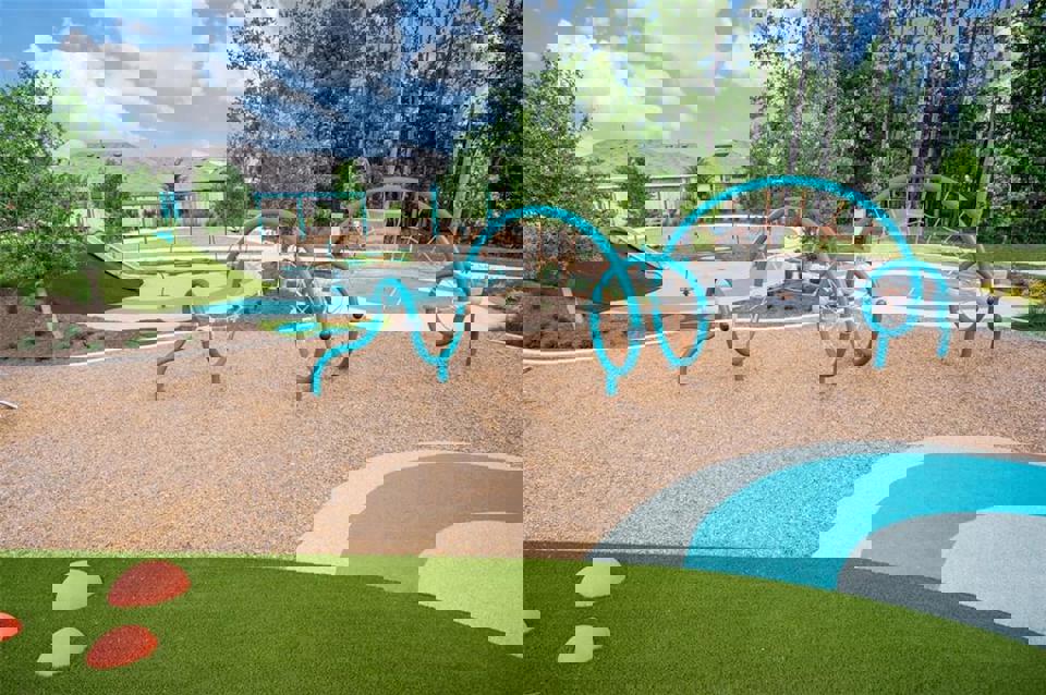 A playground with a slide.