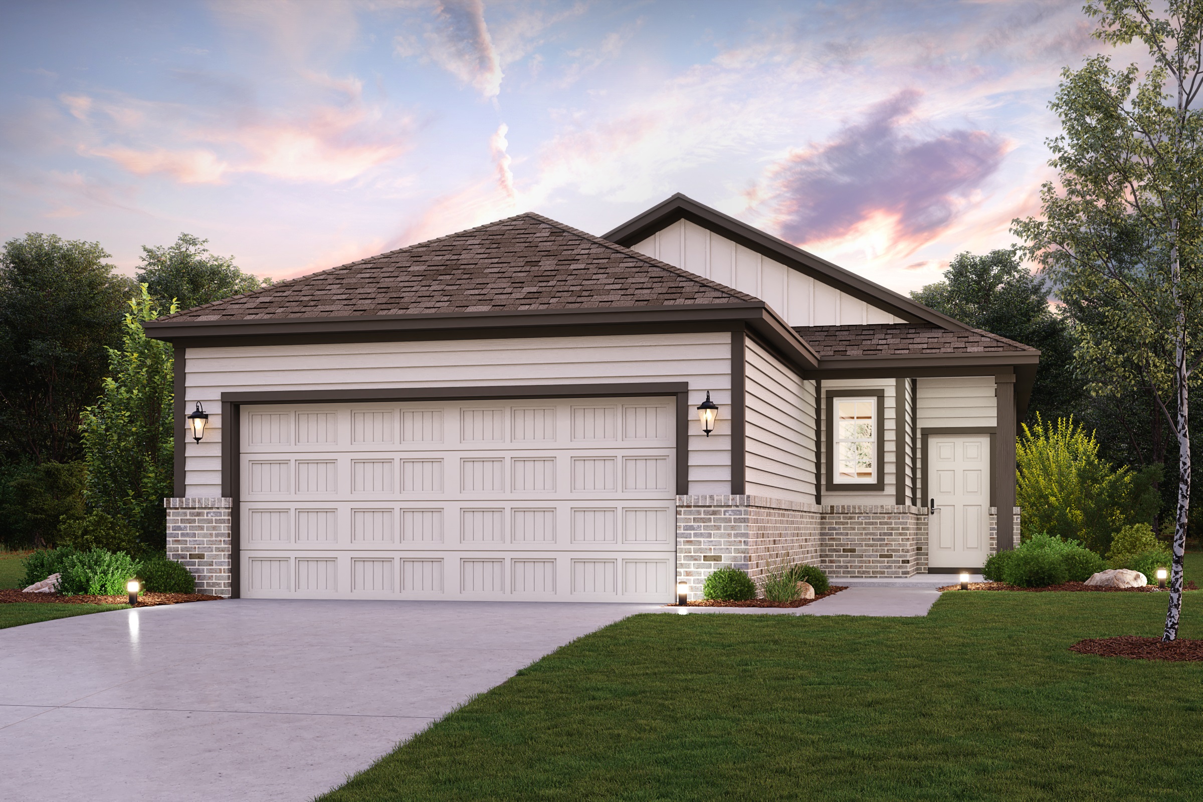 A house with a garage.
