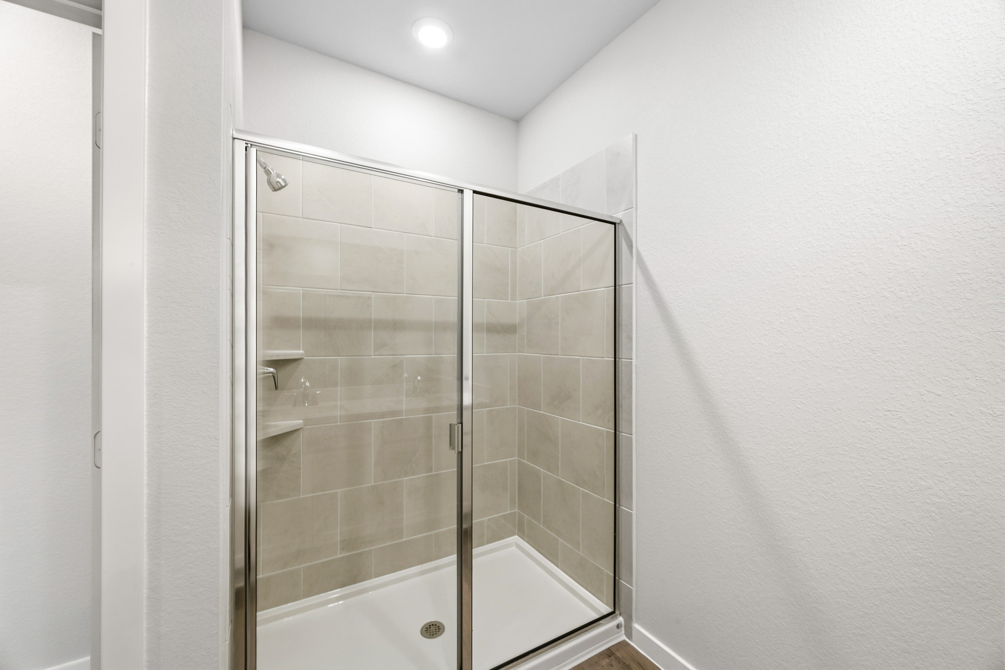 A shower in a bathroom.