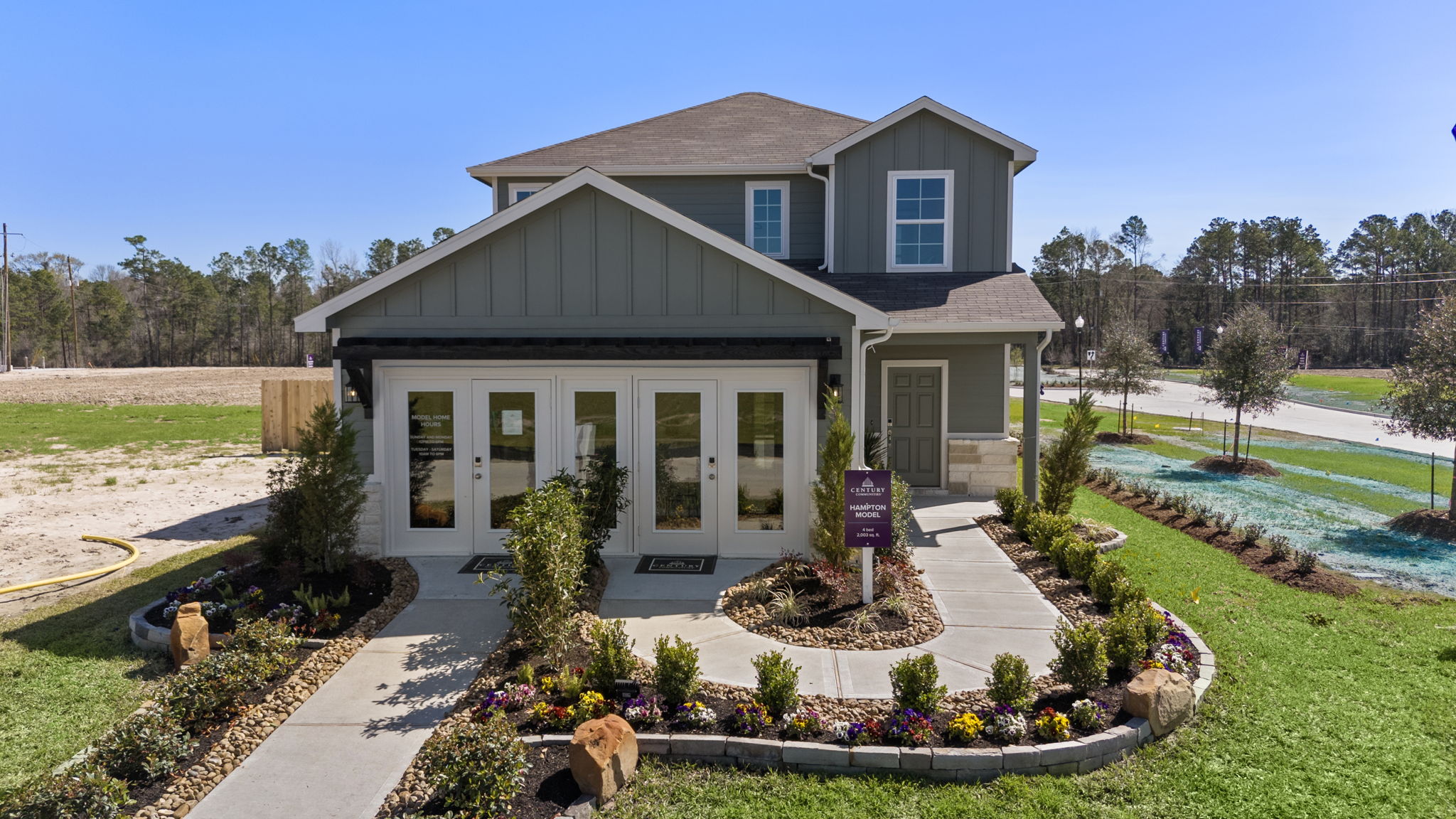 A house with a large front yard.