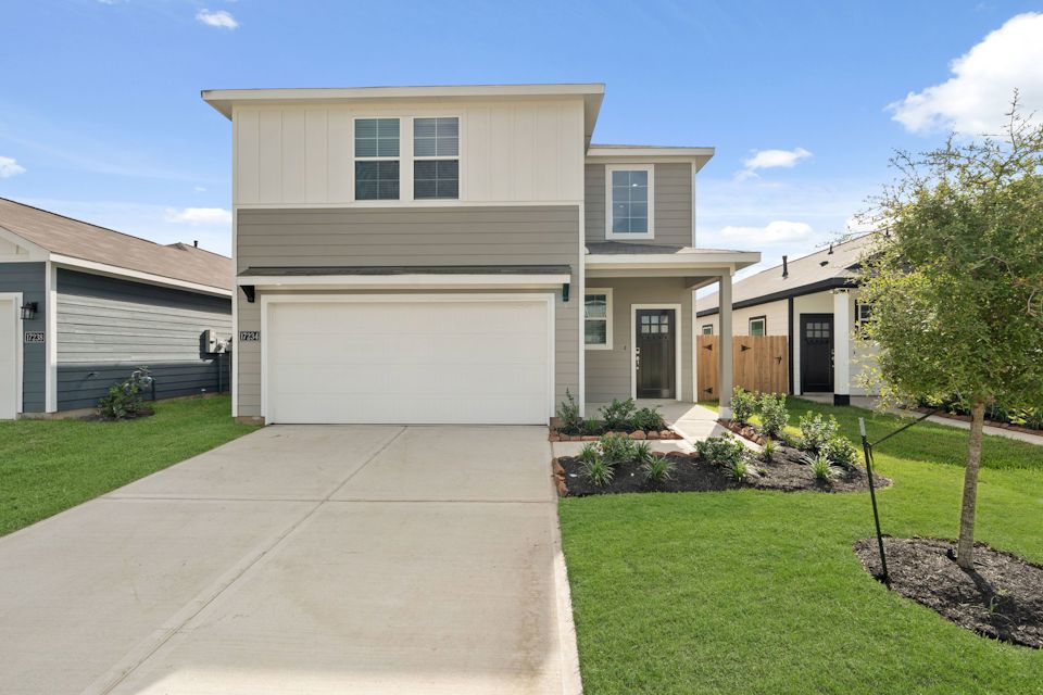 A house with a garage.