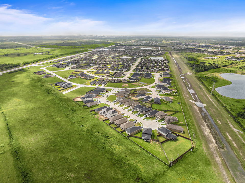 A large area with buildings and roads.