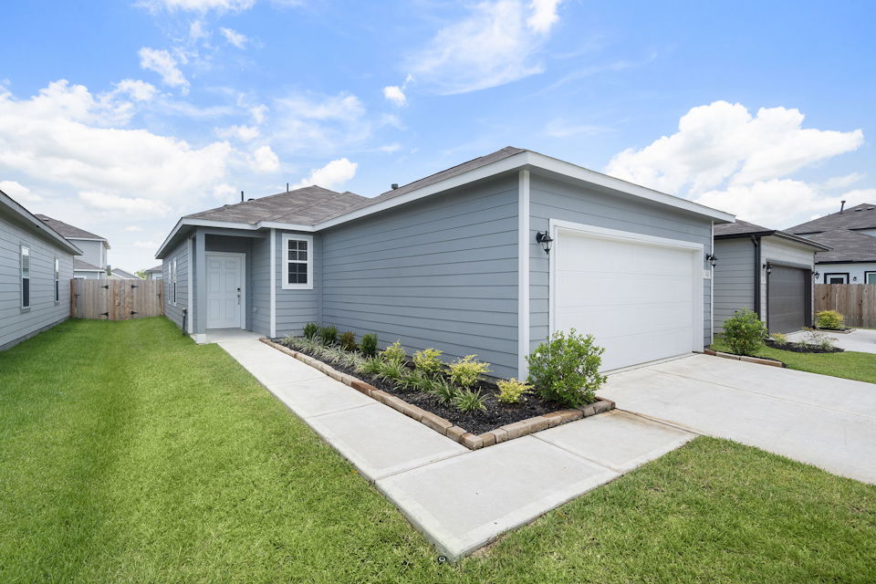 A house with a small garden.