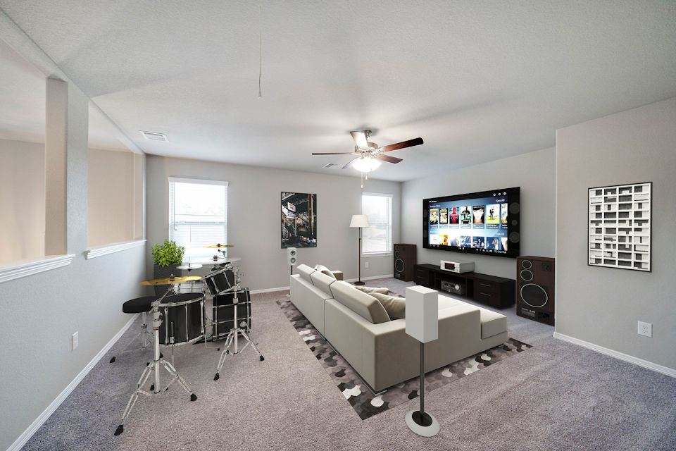 A living room with a tv and a couch.