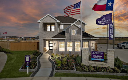 A building with flags in front of it.
