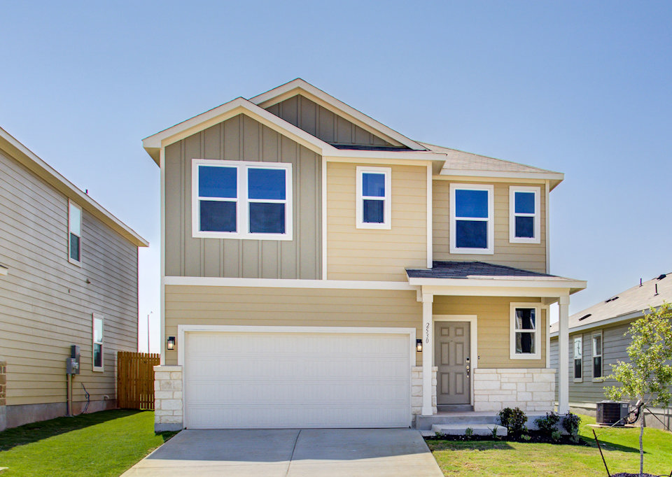 A house with a garage.