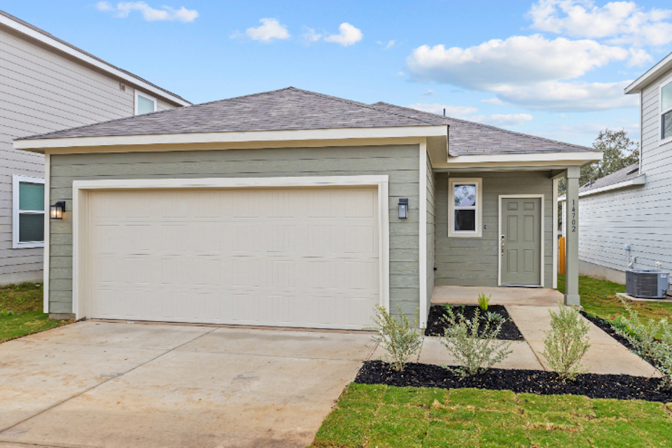 A house with a garage.