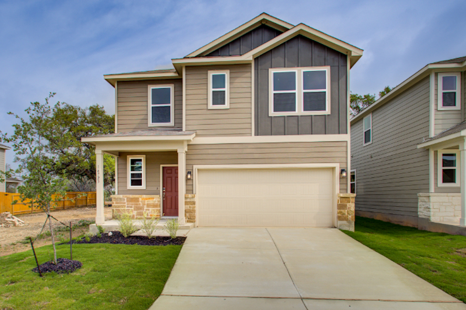 A house with a garage.