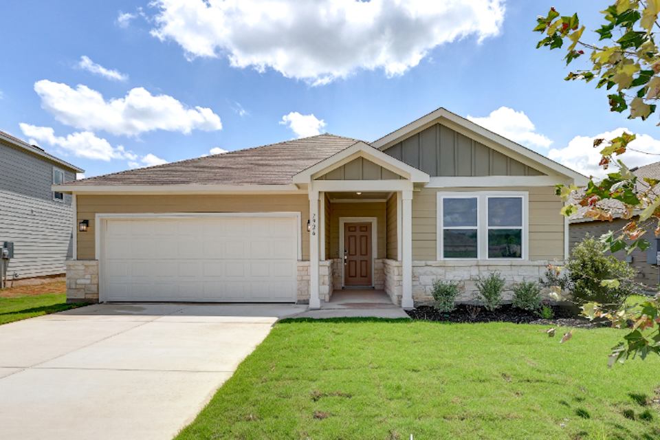 A house with a garage.