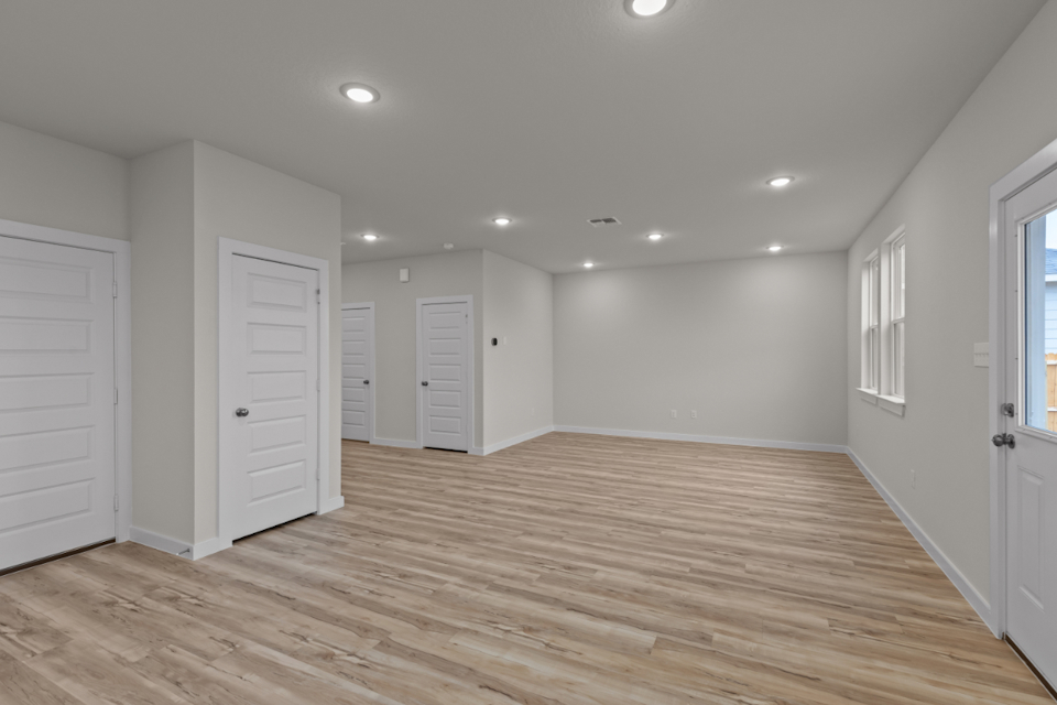 A room with white doors.