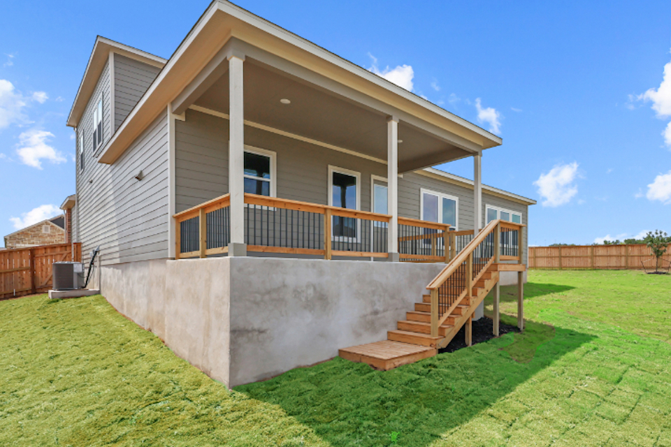 A house with a staircase.