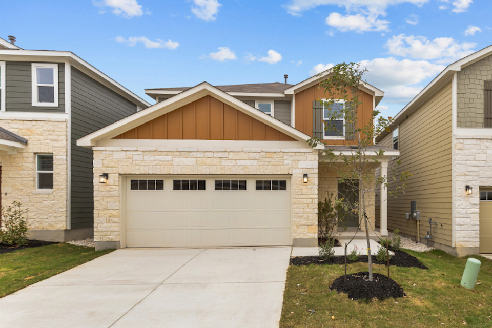 A house with a garage.
