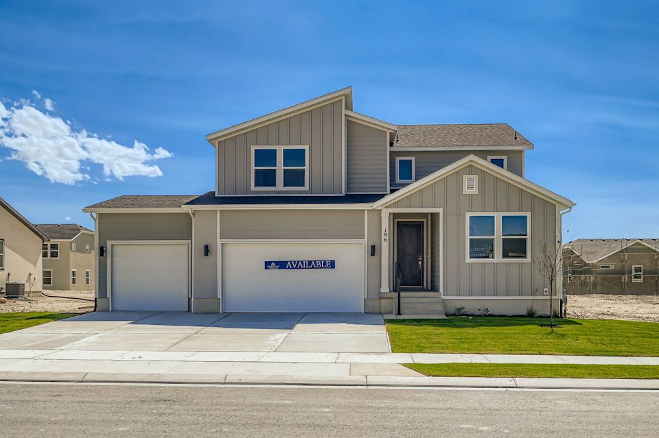 A building with a garage.