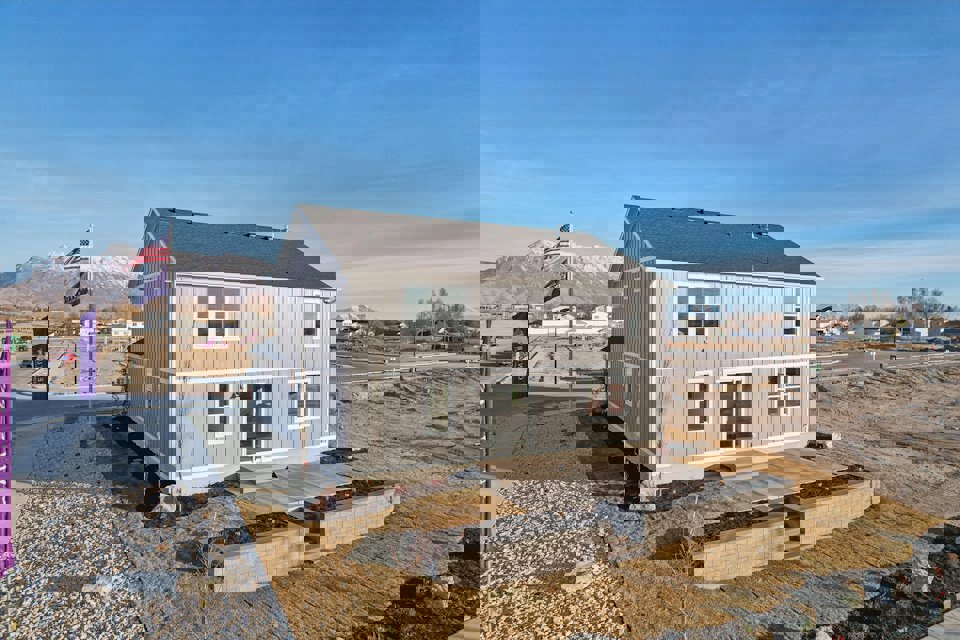 A building with a flag in the front.