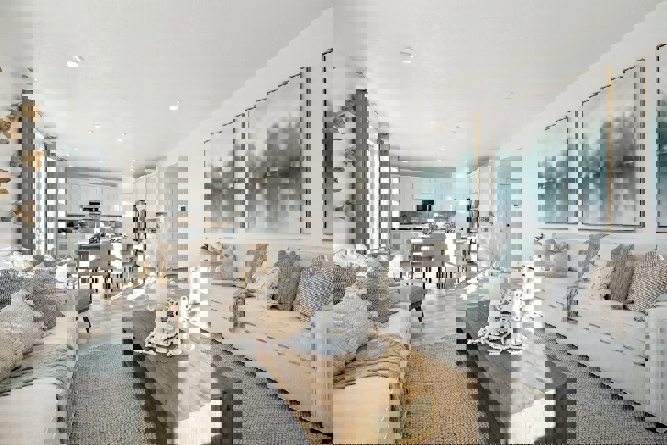 A living room with a couch and a coffee table.