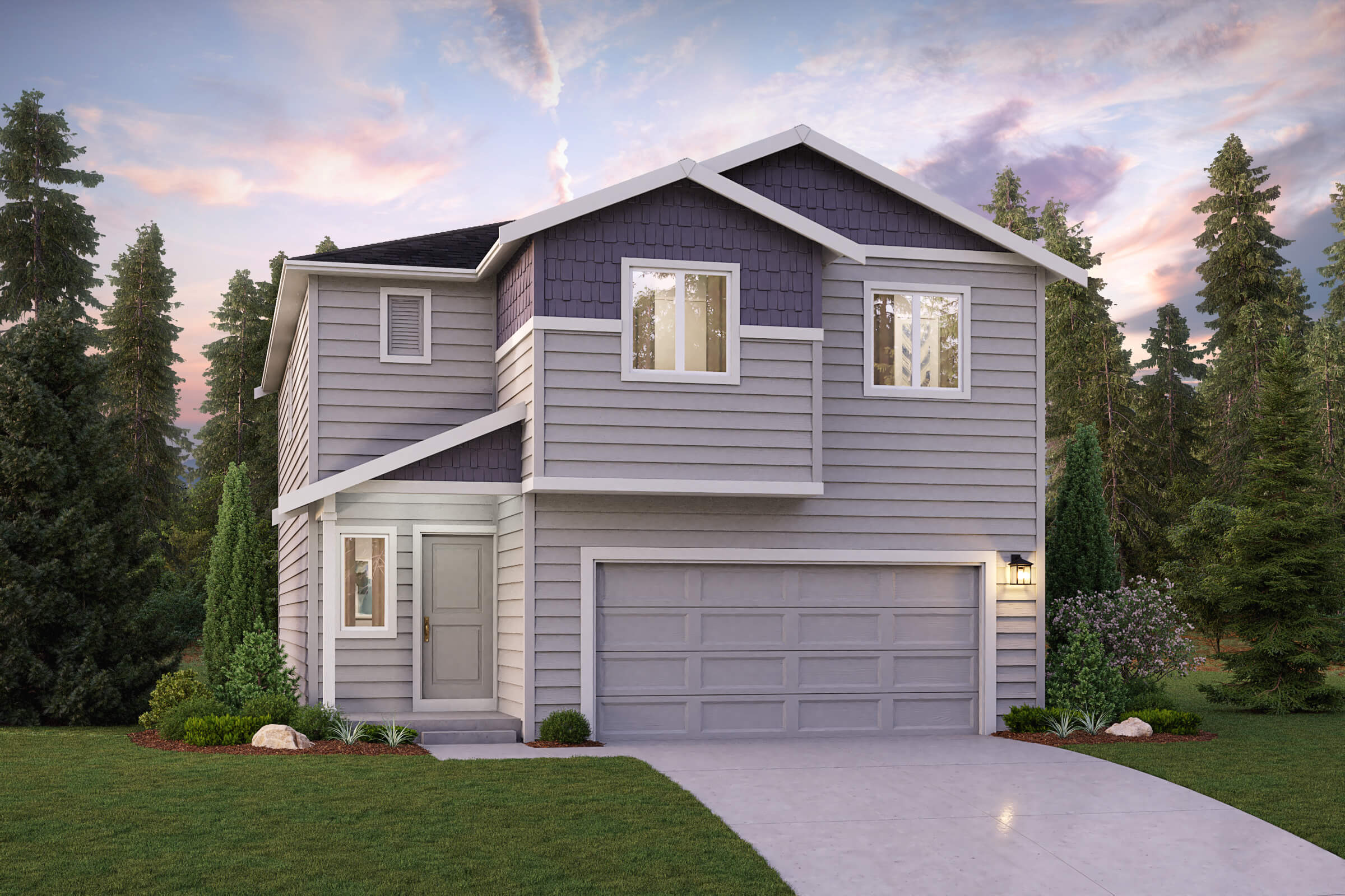 A house with a garage.