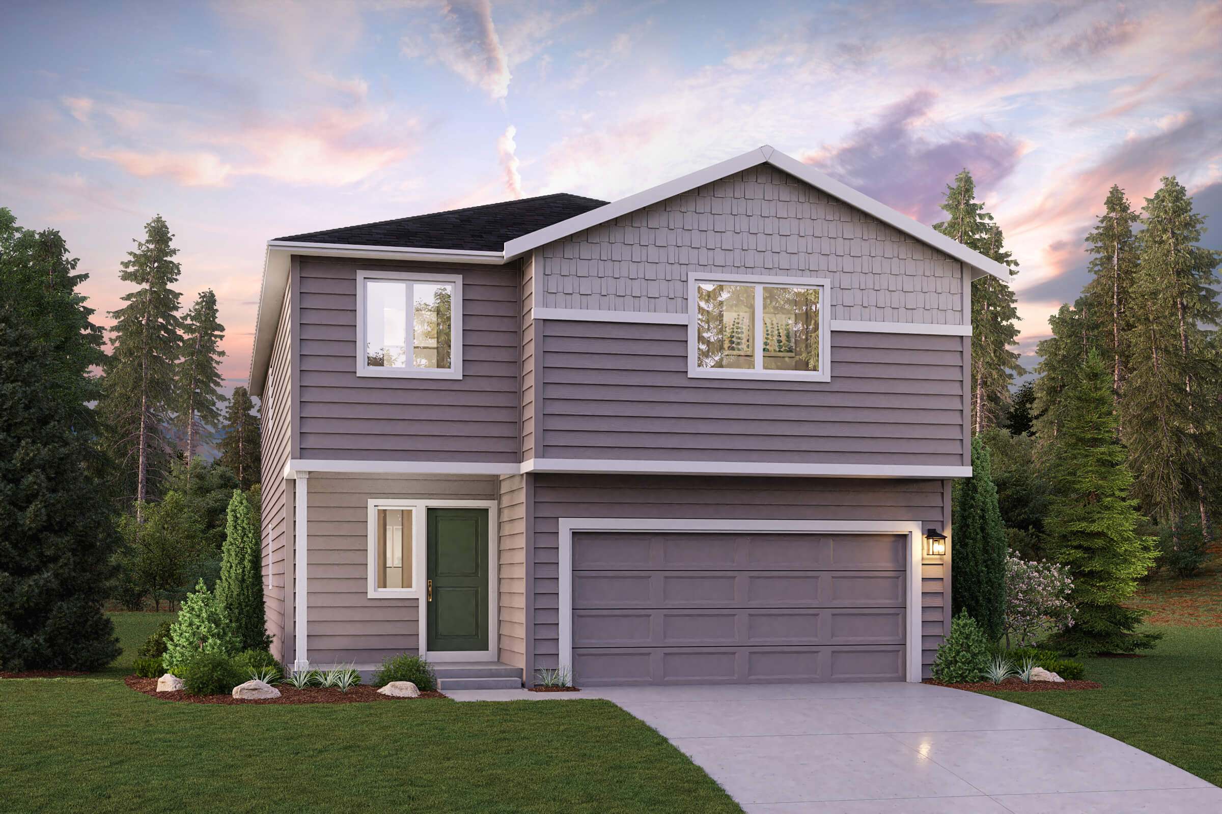 A house with a garage.