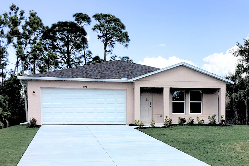 A house with a garage.