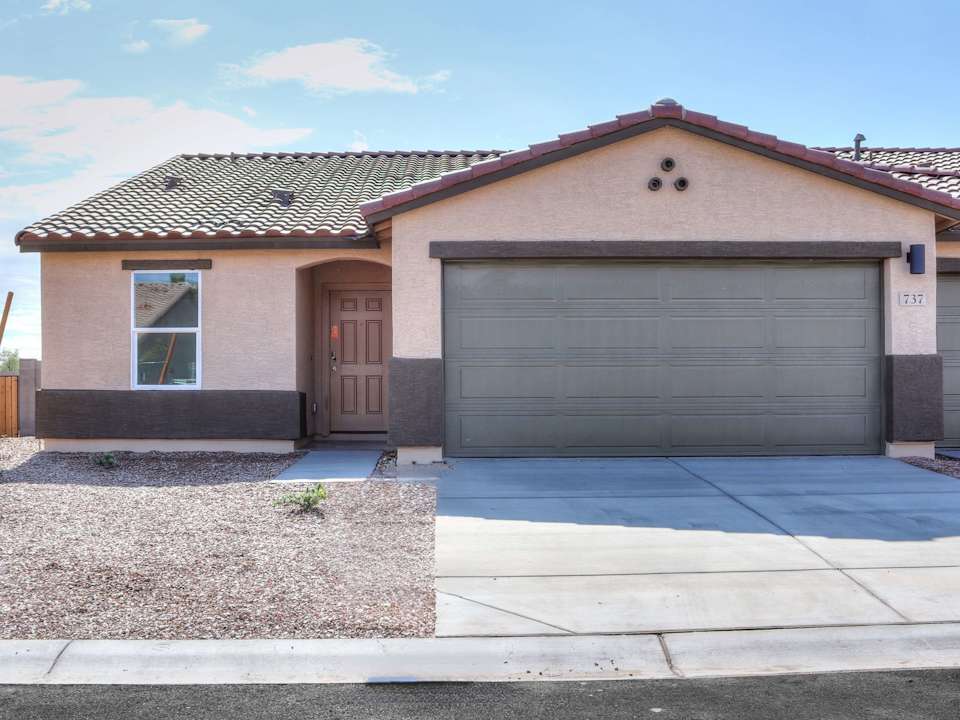 A house with a garage.