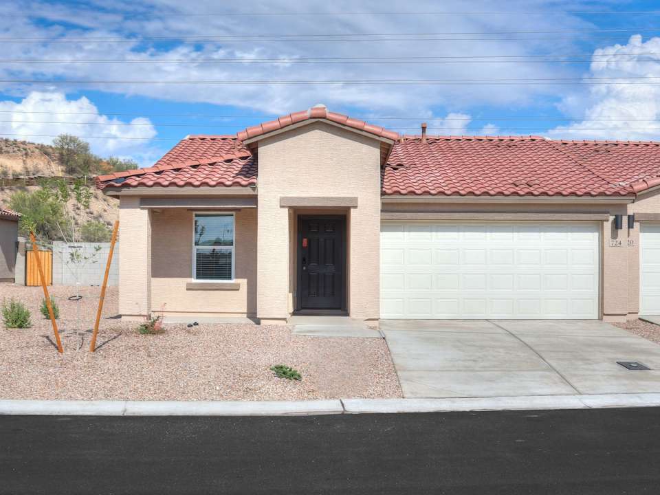 A house with a garage.