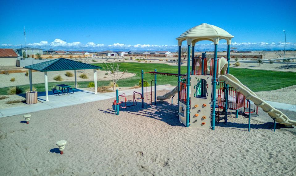 A playground with a slide.