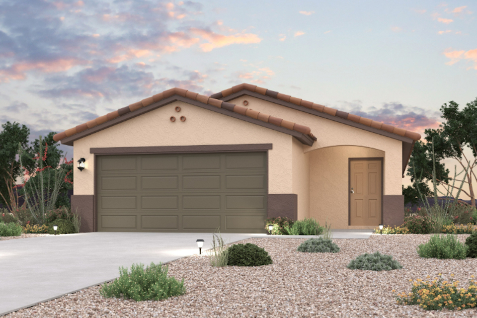 A house with a garage.