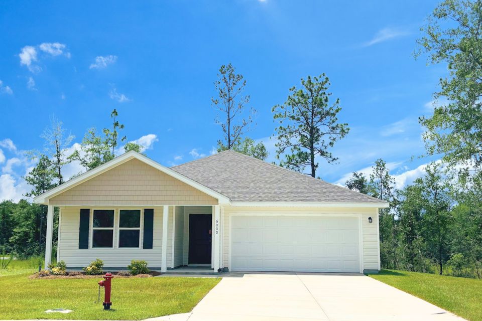 A house with a garage.