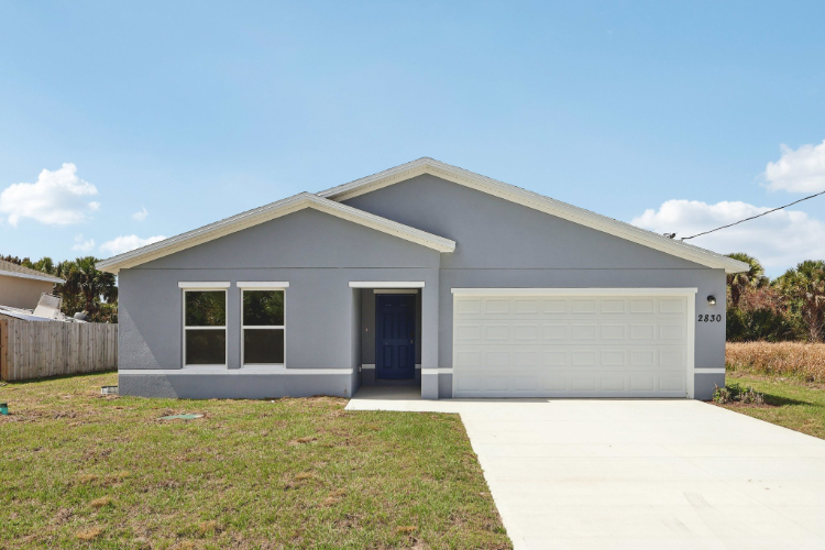 A house with a garage.
