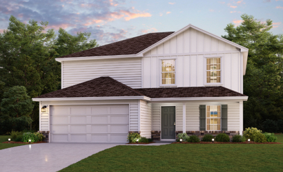 A house with a garage.
