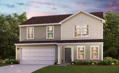 A house with a garage.