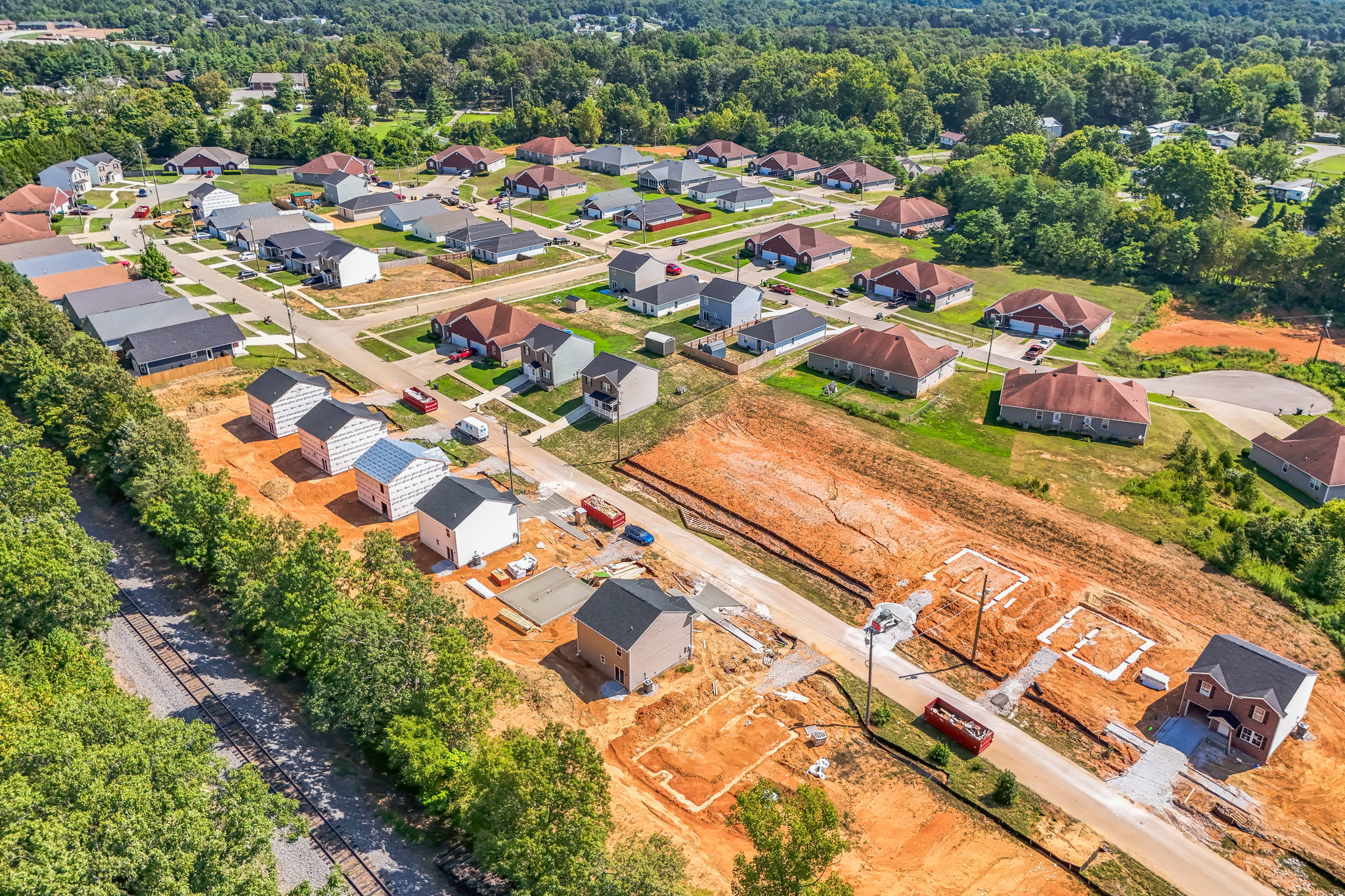 A high angle view of a town.