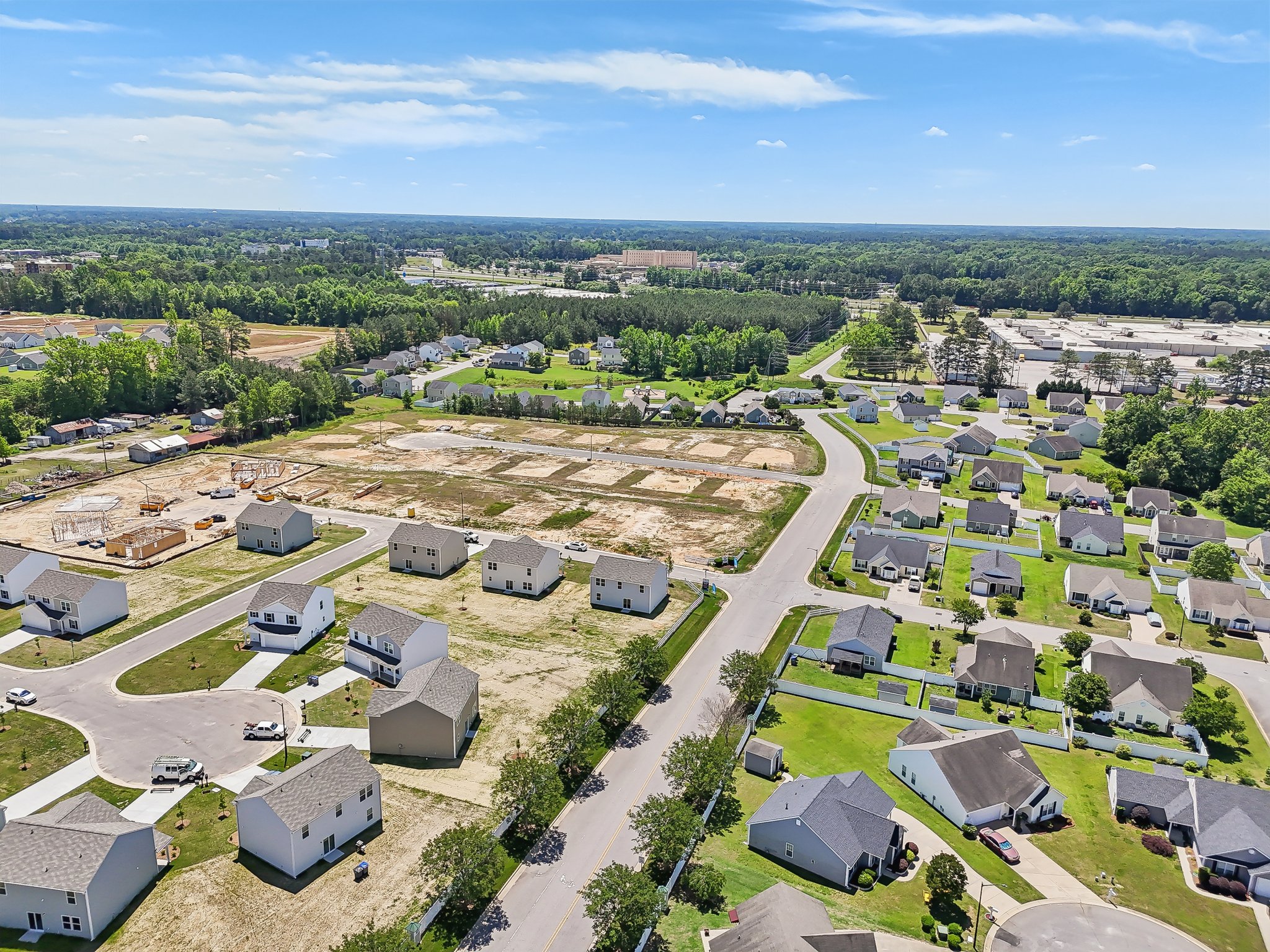 A group of houses in a neighborhood.