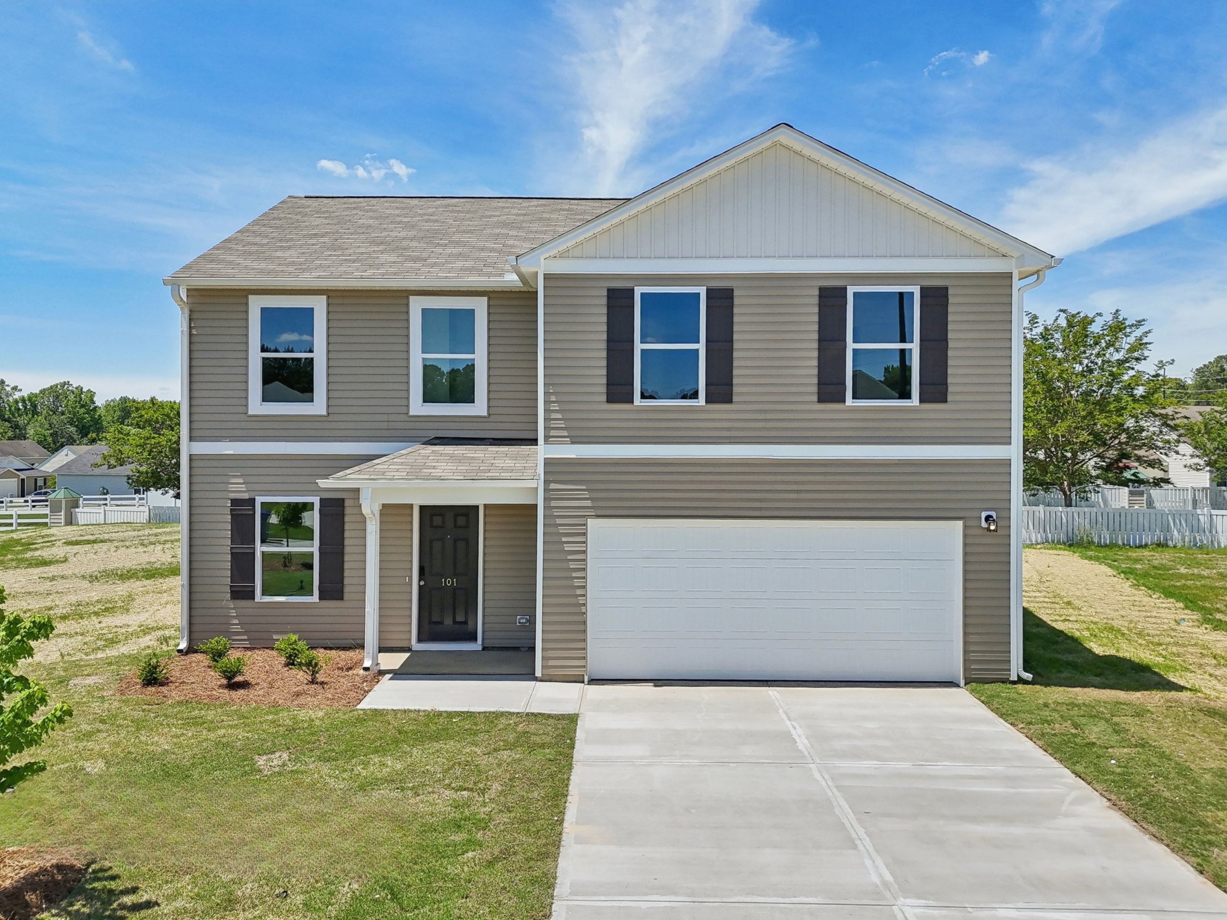 A house with a garage.