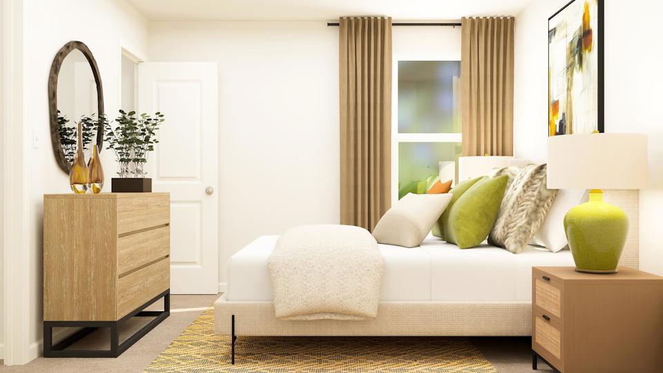 A white couch in a room.